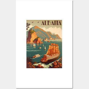 Albania Coastline Vintage Travel Art Poster Posters and Art